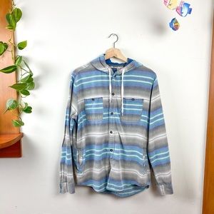Modern Amusement Stripped Button Down Hoodie L